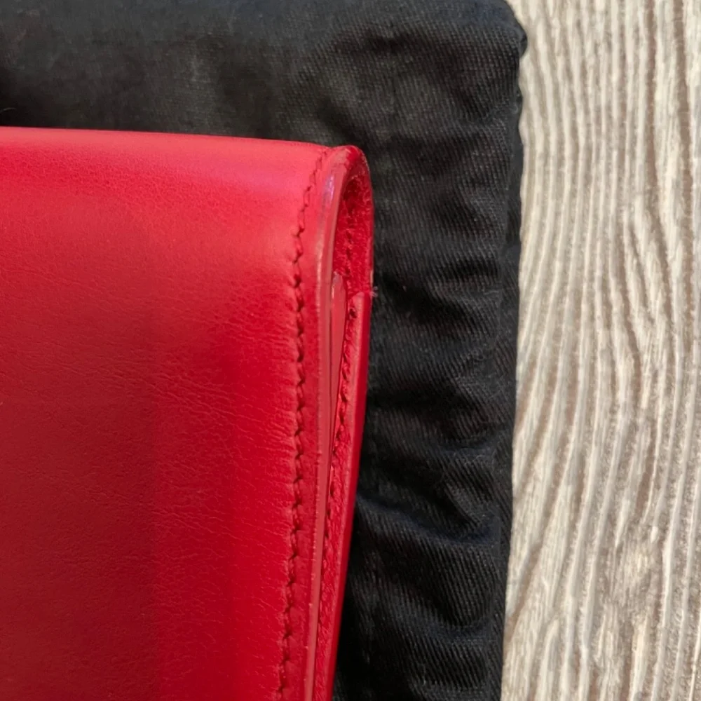 SAINT LAURENT Calfskin Classic Y Ligne Clutch Rouge Orient - Picture 9 of 11